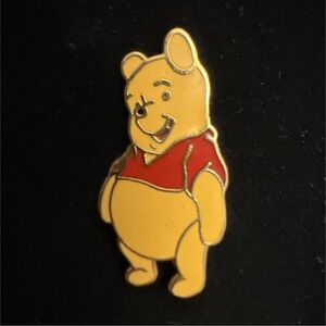 Disney Winnie the Pooh Collectible Pin Red Shirt Gold Tone Single Y2K